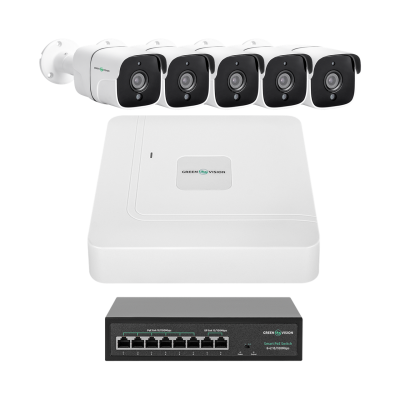 Комплект видеонаблюдения на 5 камер GreenVision GV-IP-K-W87/05 5MP