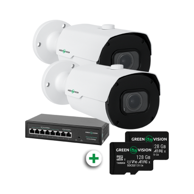 Комплект видеонаблюдения на 2 IP-камеры GreenVision GV-801 Комплект видеонаблюдения на 2 IP-камеры GreenVision GV-801