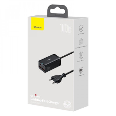 Сетевое зарядное устройство BASEUS GaN3 Pro Desktop Fast Charger 100W Черный (33077-01_1752) Сетевое зарядное устройство BASEUS GaN3 Pro Desktop Fast Charger 100W Черный (33077-01_1752)
