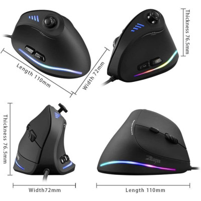 Вертикальная мышь проводная Zelotes C18 с эргономичным джойстиком RGB подсветкой Вертикальная мышь проводная Zelotes C18 с эргономичным джойстиком RGB подсветкой