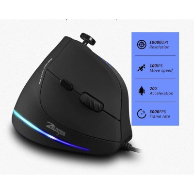 Вертикальная мышь проводная Zelotes C18 с эргономичным джойстиком RGB подсветкой Вертикальная мышь проводная Zelotes C18 с эргономичным джойстиком RGB подсветкой
