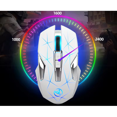 Мышь беспроводная с аккумулятором и подсветкой HXSJ T300 2,4 GHz White Мышь беспроводная с аккумулятором и подсветкой HXSJ T300 2,4 GHz White