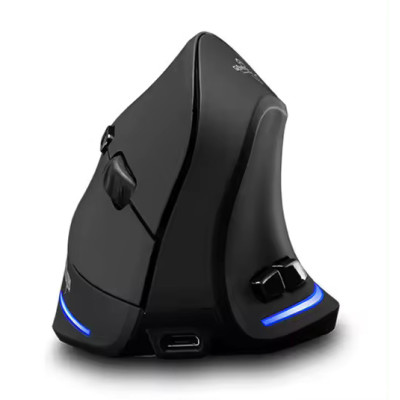 Вертикальная мышь беспроводная Zelotes F-35 с аккумулятором и RGB подсветкой Black