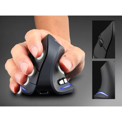 Вертикальная мышь беспроводная Zelotes F-35 с аккумулятором и RGB подсветкой Black Вертикальная мышь беспроводная Zelotes F-35 с аккумулятором и RGB подсветкой Black