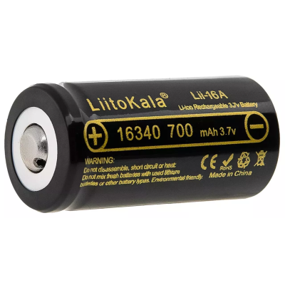 Акумулятор LiitoKala Lii-16A 16340 700 mah Чорний (2211480962) Акумулятор LiitoKala Lii-16A 16340 700 mah Чорний (2211480962)