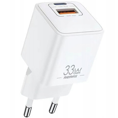 Быстрая GaN зарядка 33W Remax RP-U26 PD+QC Белий