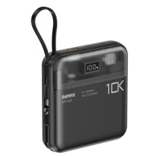 Павербанк Remax RPP-602 10000 мАч до 22,5 Вт USB-A USB-C Lightning PD QC С кабелем Черный (1993)