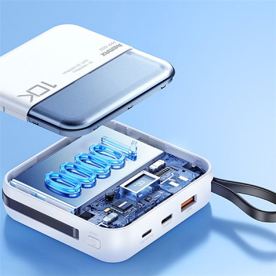 Павербанк Remax RPP-602 10000 мАч до 22.5 Вт USB-A USB-C Lightning PD QC С кабелем Белый (1994) Павербанк Remax RPP-602 10000 мАч до 22.5 Вт USB-A USB-C Lightning PD QC С кабелем Белый (1994)