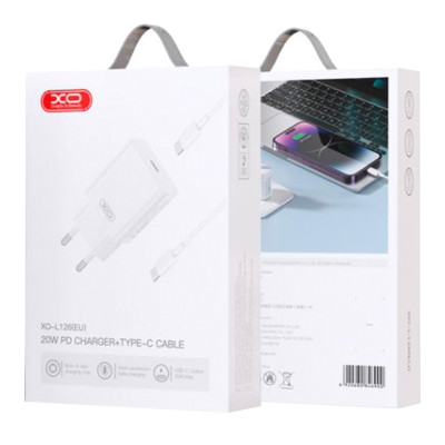 Зарядний пристрій XO L126 1USB-C AC110-240V 50/60Hz 20W Type-C to Lightning White (34376_3340092)