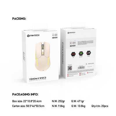 Игровая беспроводная мышка Fantech WGC2 Venom II VibeRGB 2000 DPI 125Hz Beige Игровая беспроводная мышка Fantech WGC2 Venom II VibeRGB 2000 DPI 125Hz Beige