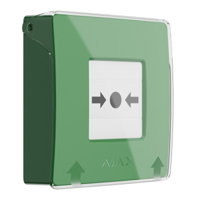 Беспроводная настенная кнопка для активации пожарной тревоги Ajax ManualCallPoint Green (11505)