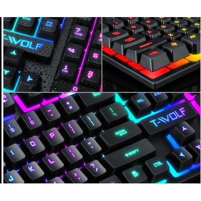 Ігрова комп'ютерна клавіатура T-Wolf T20 RGB LED Black Ігрова комп'ютерна клавіатура T-Wolf T20 RGB LED Black