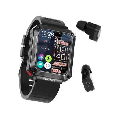 Смарт-часы с наушниками Lemfo T93 силиконовый ремешок Black (16854-hbr)