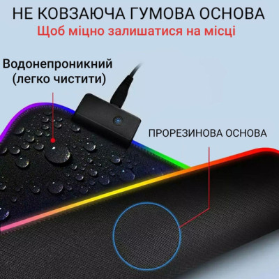 Игровая поверхность с RGB подсветкой FeelTouch 800х300х3 мм Black Игровая поверхность с RGB подсветкой FeelTouch 800х300х3 мм Black