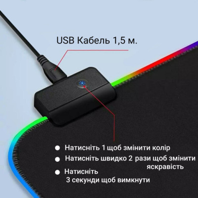 Игровая поверхность с RGB подсветкой FeelTouch 800х300х3 мм Black Игровая поверхность с RGB подсветкой FeelTouch 800х300х3 мм Black