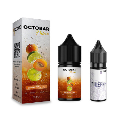 Набір компонентів для самозамісу сольової рідини Octobar Prime 30 мл 0-50 мг Apricot Lime (16890-hbr)