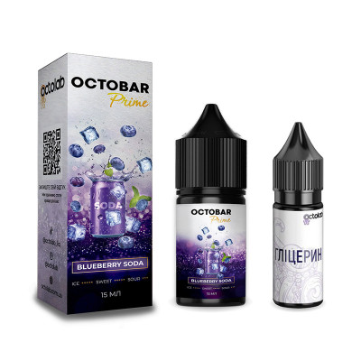 Набір компонентів для самозамісу сольової рідини Octobar Prime 30 мл 0-50 мг Blueberry Soda (16892-hbr)