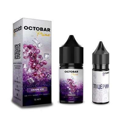 Набір компонентів для самозамісу сольової рідини Octobar Prime 30 мл 0-50 мг Grape Ice (16894-hbr)