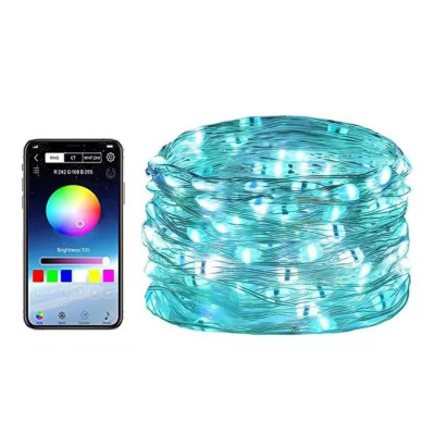 Светодиодная гирлянда No Brand Meiq-IT 100 LED RGB 10 м USB Bluetooth управление с телефона