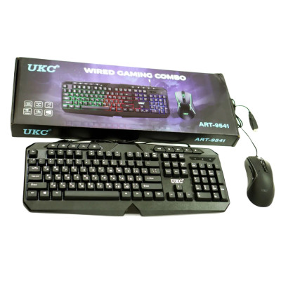 Комплект клавиатура и мышь UKC 9541 с RGB подсветкой USB Black Комплект клавиатура и мышь UKC 9541 с RGB подсветкой USB Black
