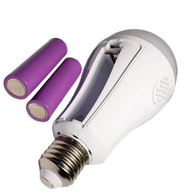 Светодиодная аккумуляторная LED лампочка No Brand D8442 Е27 20W  2 аккумулятора 18650 Белый