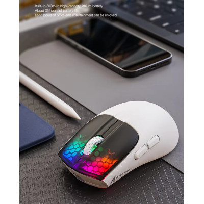 Мышь беспроводная Aattack SHARK X5 с аккумулятором и подсветкой 2,4G+Bluetooth White Мышь беспроводная Aattack SHARK X5 с аккумулятором и подсветкой 2,4G+Bluetooth White