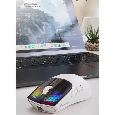 Мышь беспроводная Aattack SHARK X5 с аккумулятором и подсветкой 2,4G+Bluetooth White Мышь беспроводная Aattack SHARK X5 с аккумулятором и подсветкой 2,4G+Bluetooth White