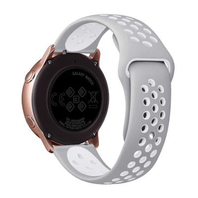 Ремешок Universal Silicone N Sport Samsung/Amazfit/Huawei 22 mm White Gray (29272_3337595)