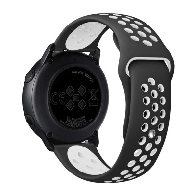 Ремешок Universal Silicone N Sport Samsung/Amazfit/Huawei 20 mm Black White (35718_3577903)