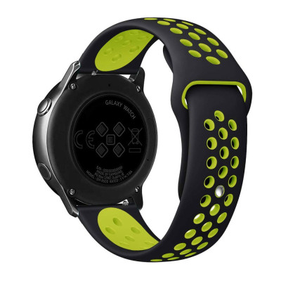 Ремешок Universal Silicone N Sport Samsung/Amazfit/Huawei 20 mm Black Green (35718_3577904)