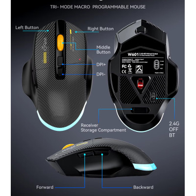 Миша бездротова MiKESPN W601 2,4G Bluetooth Black Миша бездротова MiKESPN W601 2,4G Bluetooth Black