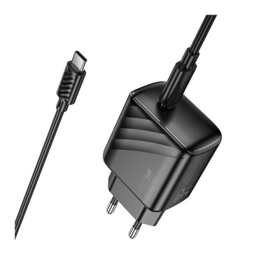 Зарядний комплект Hoco CS24A PPS 3.3-11V 2.75A PD/QC 25W 1USB-C Type-C-Type-C 1 м Black (35886_3605556) Зарядний комплект Hoco CS24A PPS 3.3-11V 2.75A PD/QC 25W 1USB-C Type-C-Type-C 1 м Black (35886_3605556)