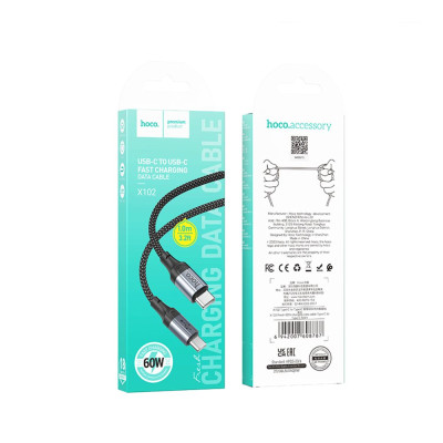 Кабель для заряджання Hoco X102 Fresh Type-C to Type-C 60W 20V / 3A 1 м Black (35653_3577429) Кабель для заряджання Hoco X102 Fresh Type-C to Type-C 60W 20V / 3A 1 м Black (35653_3577429)