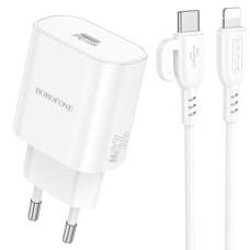 Зарядний комплект Borofone BA82A 1USB-C PPS/PD 25W QC3.0 Type-C to Lightning 1 м White (34483_3341412)