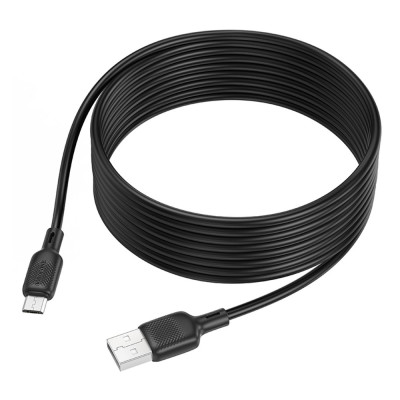 Кабель синхронизации Borofone BX113 Silicone 2.4A USB-A to Micro - USB 3 м Black (35554_3346716)