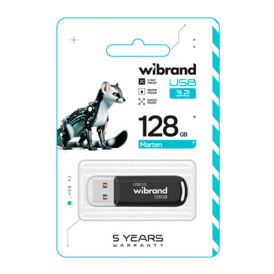 Флеш пам'ять USB Wibrand 128 GB Marten Gen1 USB 3.2 Black (36719_3608941)