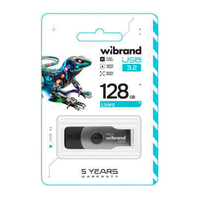 Флеш память USB Wibrand 128 GB Lizard Gen1 USB 3.2 Black (36730_3608952) Флеш память USB Wibrand 128 GB Lizard Gen1 USB 3.2 Black (36730_3608952)