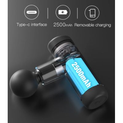 Масажний пістолет з кейсом Booster Mini X 2500mAh 6 насадок Чорний (2430308397)