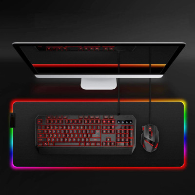 Коврик для игровой мышки и клавиатуры с подсветкой Feel Fit RGB 80x30 см Черный (21121) Коврик для игровой мышки и клавиатуры с подсветкой Feel Fit RGB 80x30 см Черный (21121)