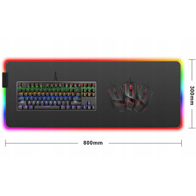 Коврик для игровой мышки и клавиатуры с подсветкой Feel Fit RGB 80x30 см Черный (21121) Коврик для игровой мышки и клавиатуры с подсветкой Feel Fit RGB 80x30 см Черный (21121)