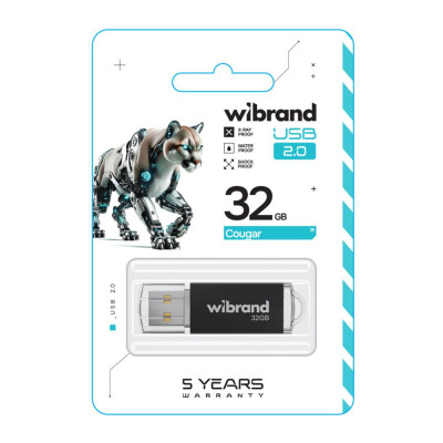 Флеш память USB Wibrand 32 GB Cougar USB 2.0 Black (36710_3608930) Флеш память USB Wibrand 32 GB Cougar USB 2.0 Black (36710_3608930)
