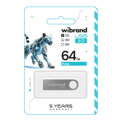 Флеш память USB Wibrand 64 GB Puma USB 2.0 Silver (36915_3609517) Флеш память USB Wibrand 64 GB Puma USB 2.0 Silver (36915_3609517)