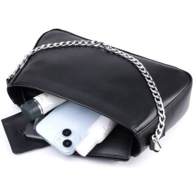 Сумка из гладкой кожи SHVIGEL 22838 26,5х15х5,5 см Черный Сумка из гладкой кожи SHVIGEL 22838 26,5х15х5,5 см Черный