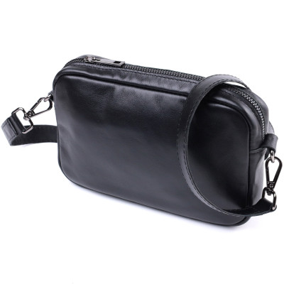 Сумка крос-боді з гладкої шкіри SHVIGEL 22841 21х13,5х5 см Чорний