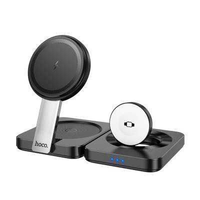 Бездротовий індукційний зарядний пристрій Hoco CQ11 3-in-1 MagSafe 15W Black (35188_3345262)