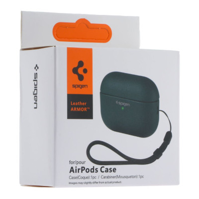Футляр із нейлоновим шнурком Spigen Leather Armor Airpods 3 Dark Green (35260_3345596) Футляр із нейлоновим шнурком Spigen Leather Armor Airpods 3 Dark Green (35260_3345596)