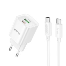 Зарядний комплект Hoco C147A Mini Charger 1USB-C/1USB PD/QC 20W 5V/3A Type-C to Type-C 1 м White (35291_3345682)