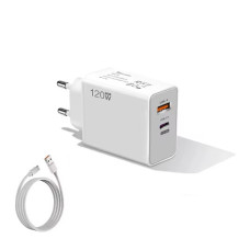 Зарядний пристрій Gan 120W Charger + Кабель 6A USB-A to USB-C Білий (SH0000313)