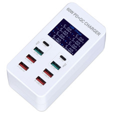 Мультизарядний пристрій Addap 8 портів USB A8T 60 W PD+QC (WLX-A8T)
