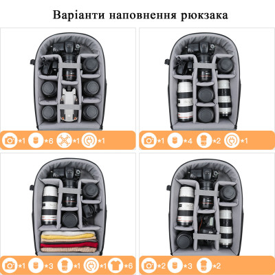Рюкзак для фототехніки та ноутбука Mosiso 16 46х30 см Чорний (IBF080B) Рюкзак для фототехніки та ноутбука Mosiso 16 46х30 см Чорний (IBF080B)